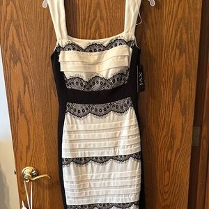 Jax Black and Cream Lace Midi Dress